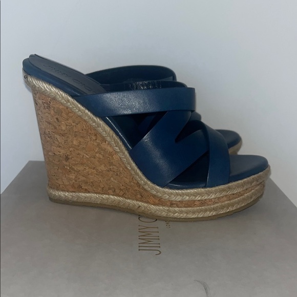 Jimmy Choo Navy Blue Wedges - Picture 3 of 9